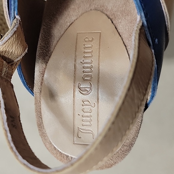 Juicy Couture Size 8 Blue and Tan Peep Toe Heels with Bows, NWOT - Picture 7 of 8